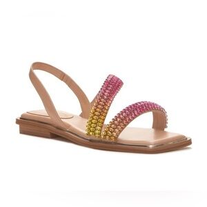 Vince Camuto Womens Prizza Embellished Slingback Strappy Sandals Shoes NWT